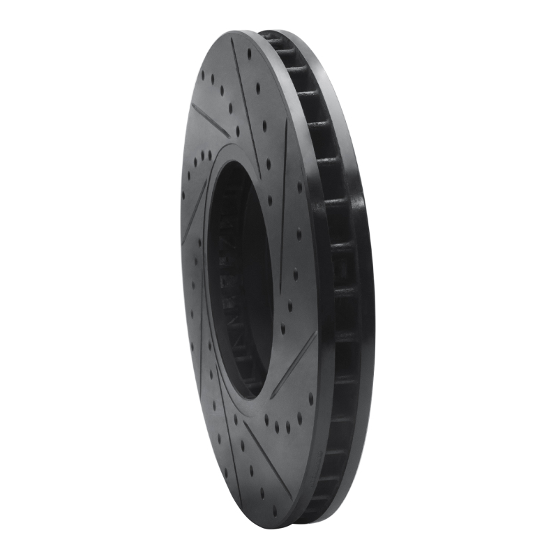 BMW X5 Brake Rotor (1) - Front Left - R1 Concepts - Drilled & Slotted - Black - `02-`06